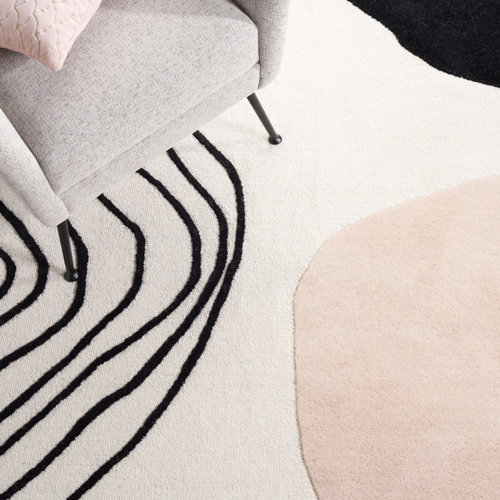 AllModern Felipe Handmade Hand Tufted Wool Ivory / Blush Rug & Reviews